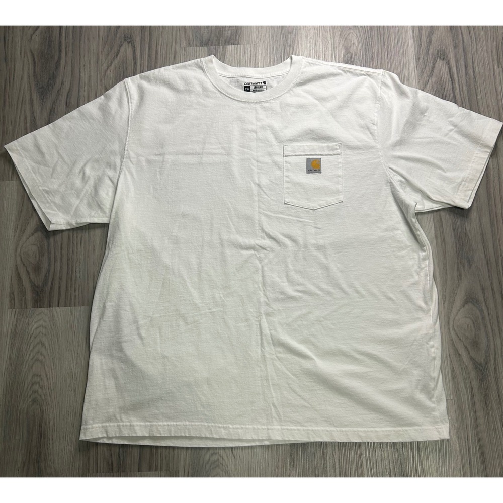 Carhartt Mens White Loose Fit Pocket T Shirt Size 2XL Built‎ to Serve new work